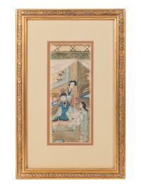 A Set of Three Chinese Silk Paintings