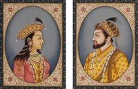 A Pair of Indian Gouache Portraits of Man and Woman