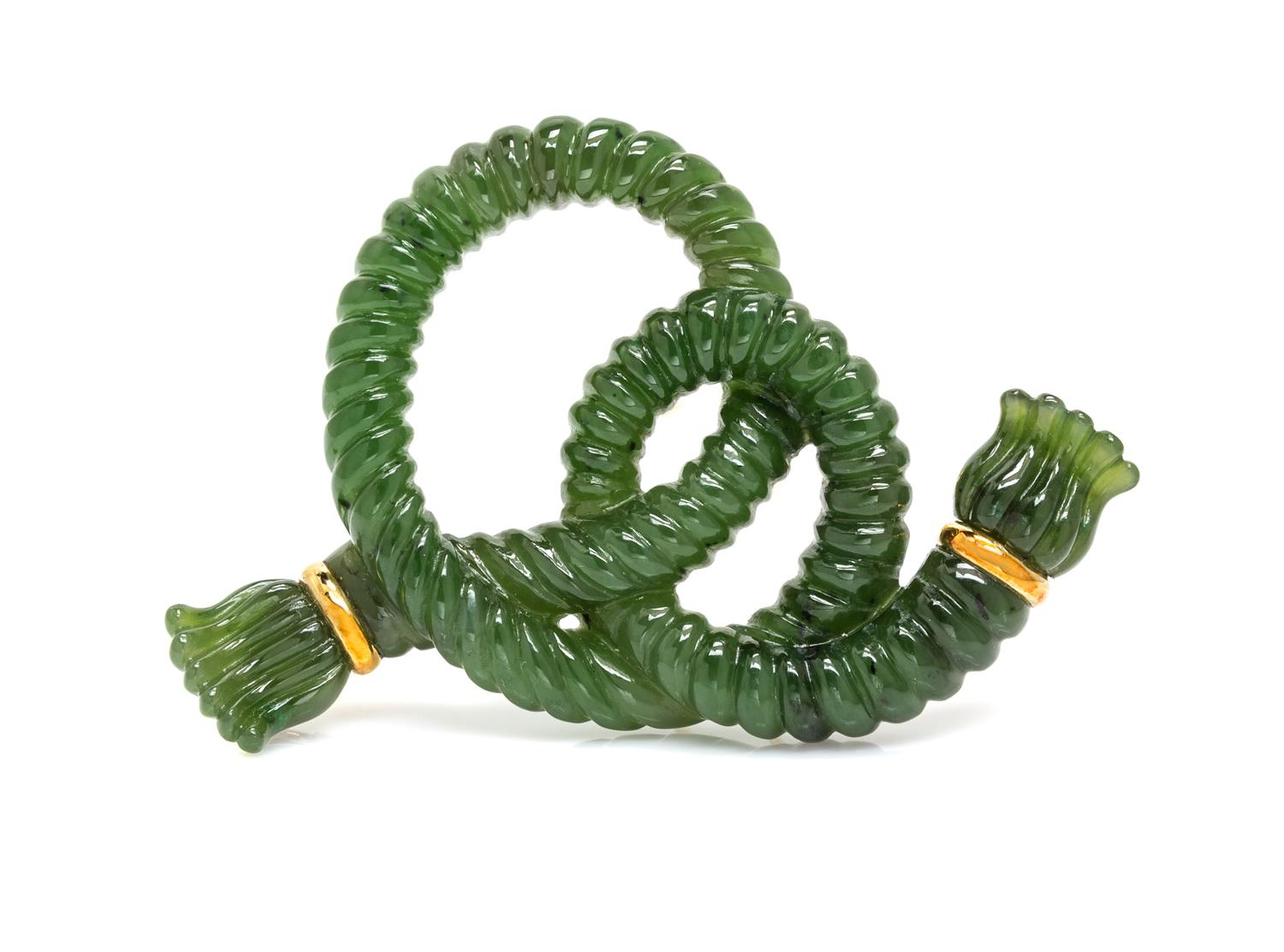 An 18 Karat Yellow Gold and Nephrite Jade Brooch, Angela Cummings, 24.60 dwts.