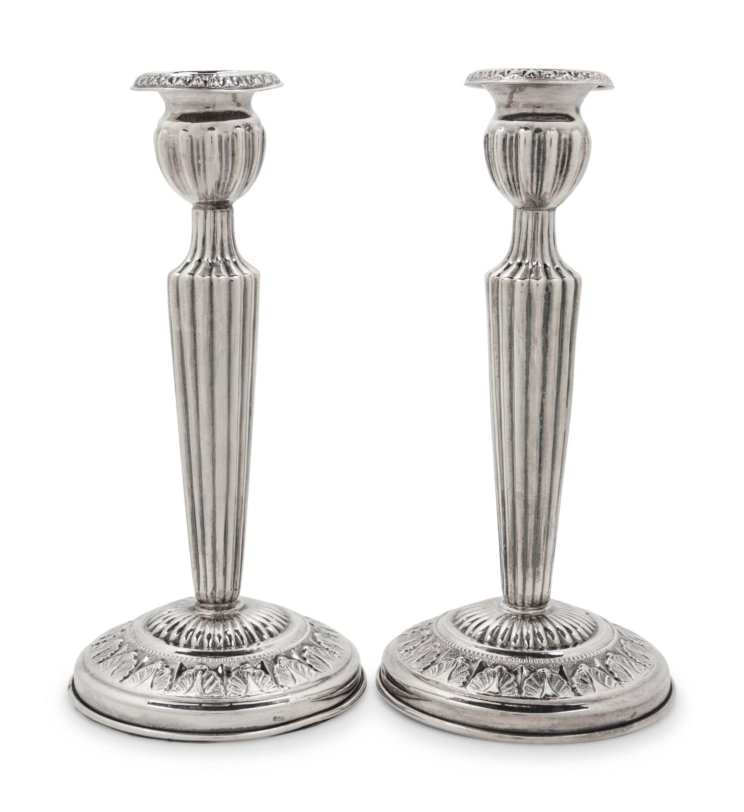 A Pair of Continental Silver Candlesticks