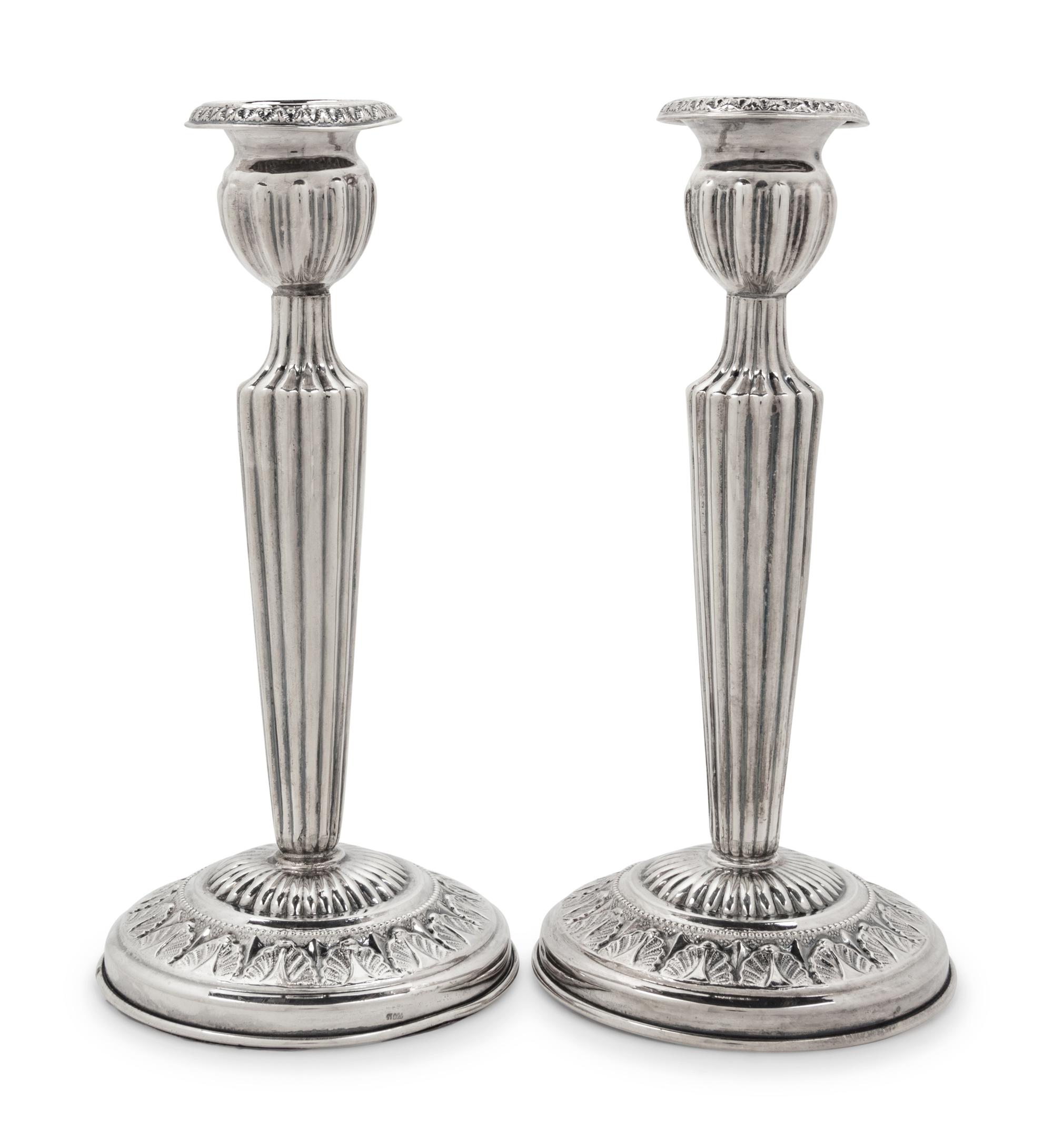 A Pair of Continental Silver Candlesticks
