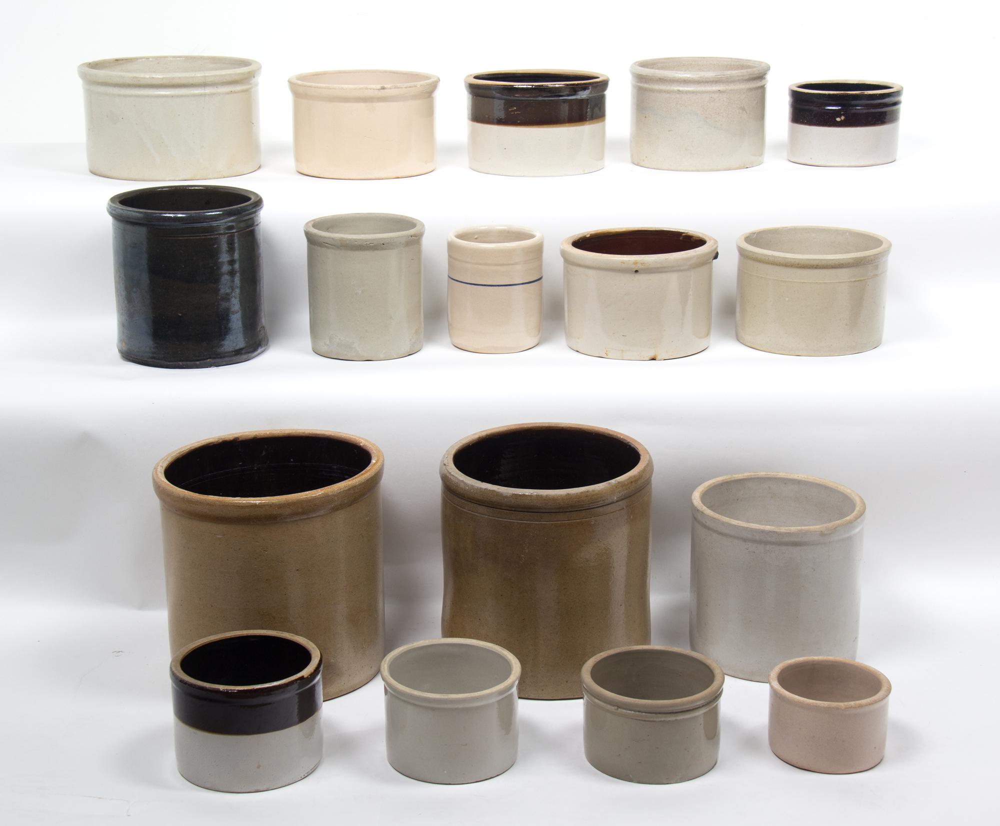A Collection of Seventeen Small to Medium Stoneware Pots