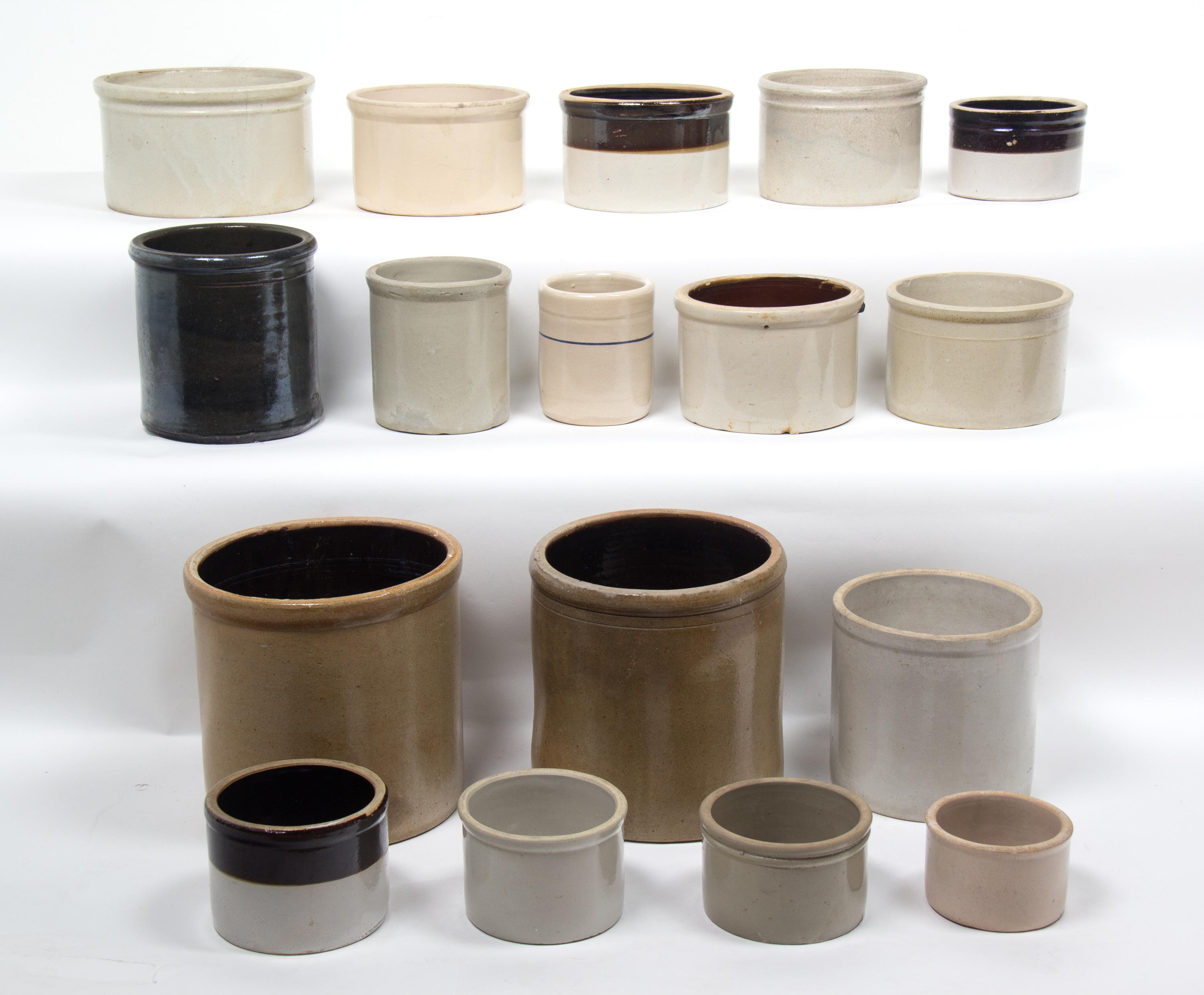A Collection of Seventeen Small to Medium Stoneware Pots