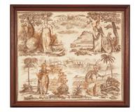 An English printed cotton handkerchief depicting the four continents, early 19th century
