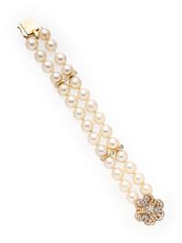 CULTURED PEARL AND DIAMOND BRACELET