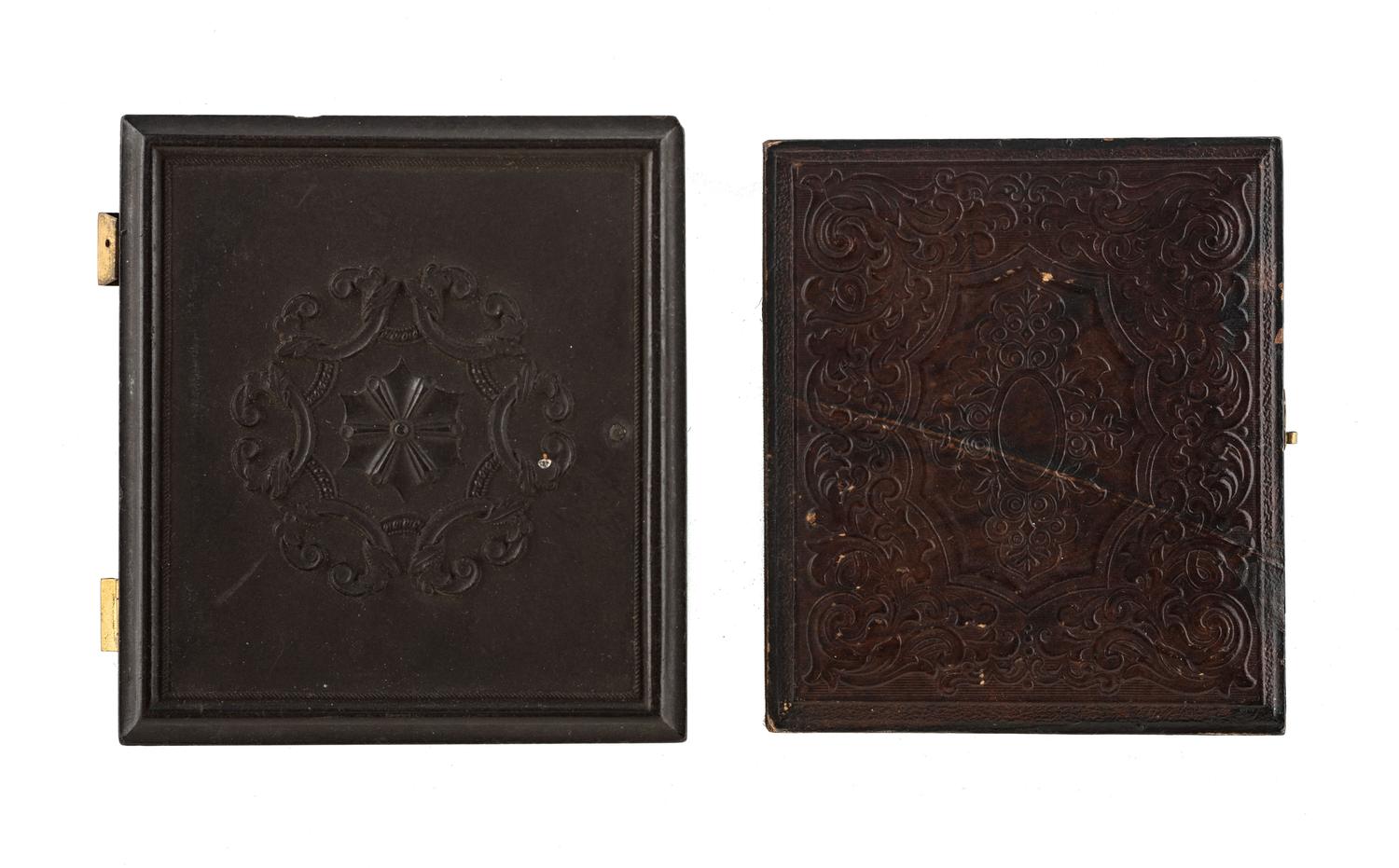 [EARLY PHOTOGRAPHY - PORTRAITURE]. A pair of daguerreotype portraits of mixed race subjects.