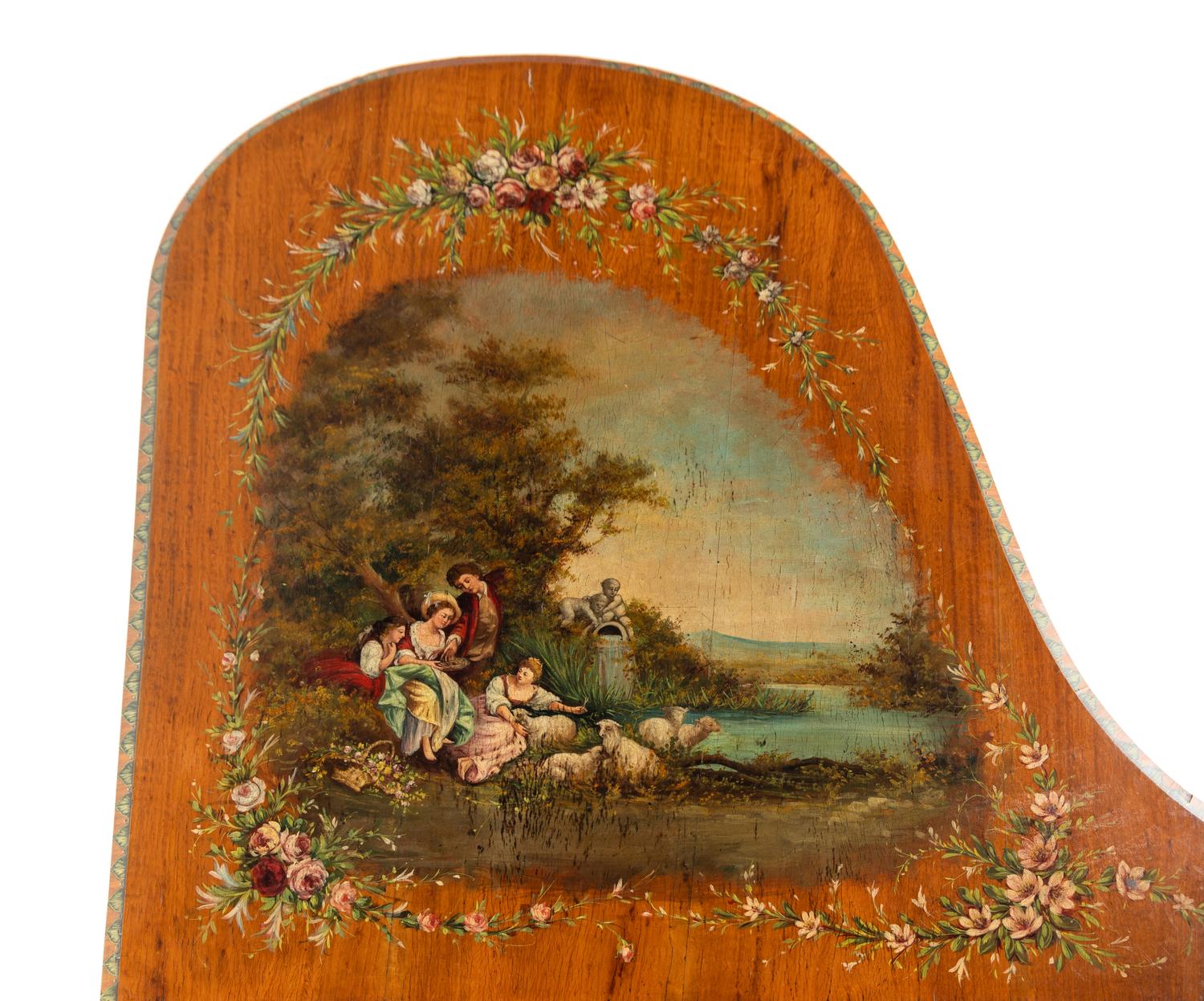 A Painted Satinwood Grand Piano