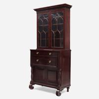 A Classical figured mahogany and bird's eye maple secretary bookcase Attributed to Anthony G. Quervelle (1789-1856), Philadelphia, PA, circa 1830