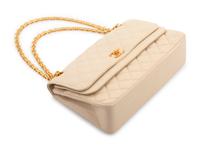 Chanel Cream Quilted Double Flap Bag with Mademoiselle Chain, 1980's