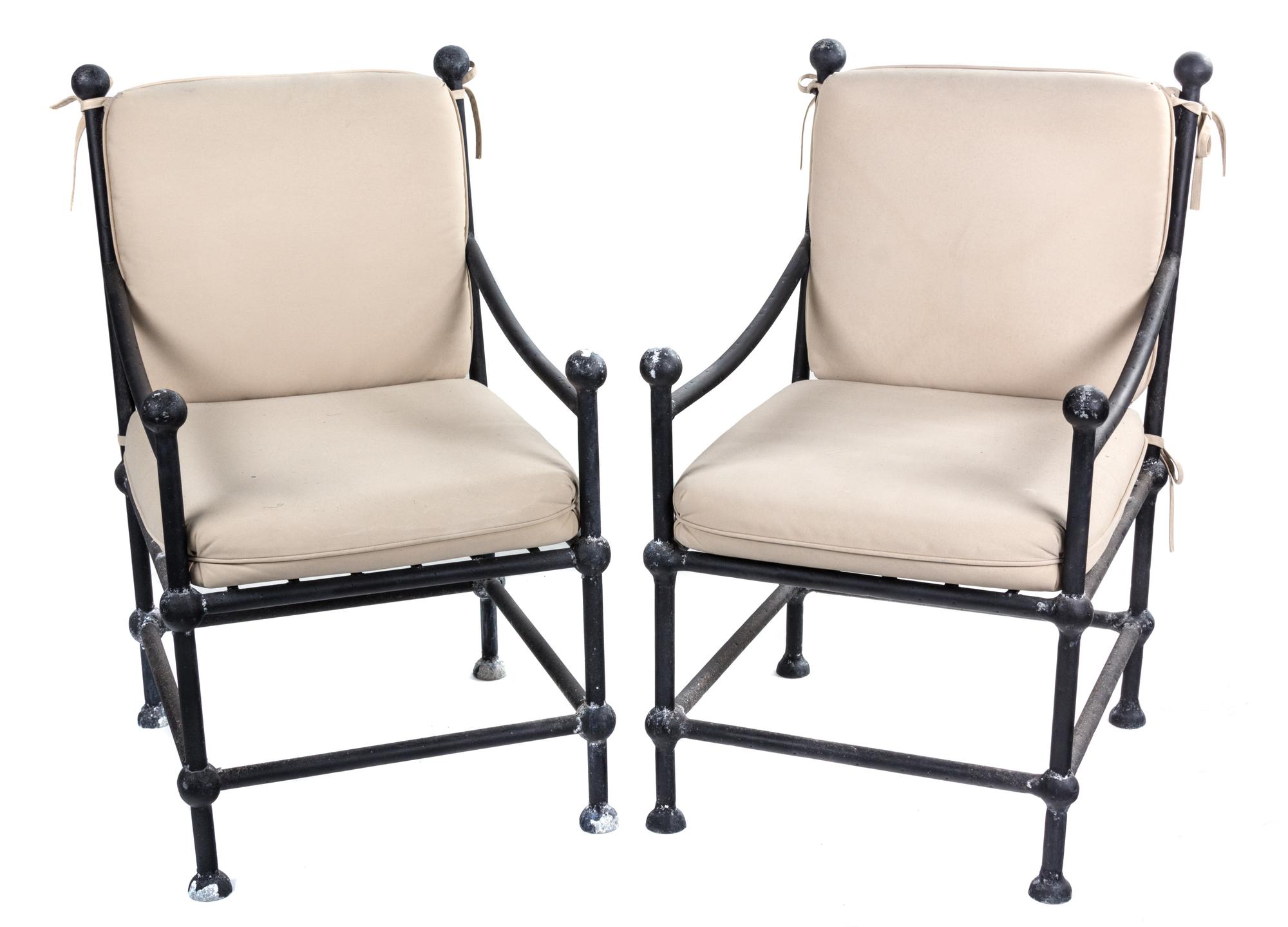 A Set of Fourteen Neoclassical Style Metal Patio Chairs Height 36 inches.