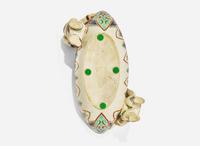 An unusual enameled pottery boat-shaped vessel, Makuzu Kozan, Meiji period 日本船型瓷 宮川香山 明治