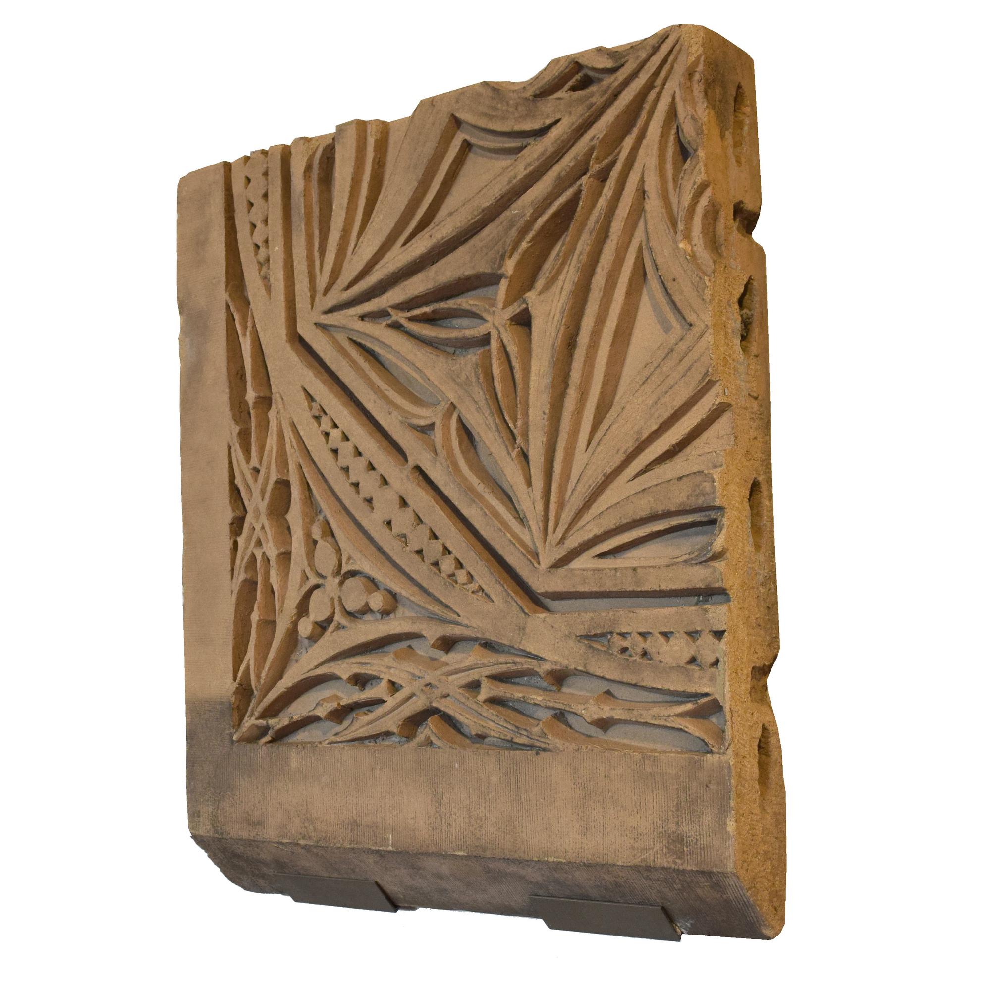 A Sullivan Designed Terra Cotta Facade Fragment from the St. Nicholas Hotel 27.5" W x 4" D x 32" H — United States, 1894