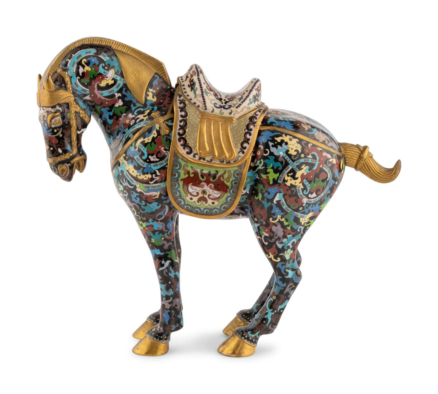 A Chinese Cloisonné Model of a Horse
