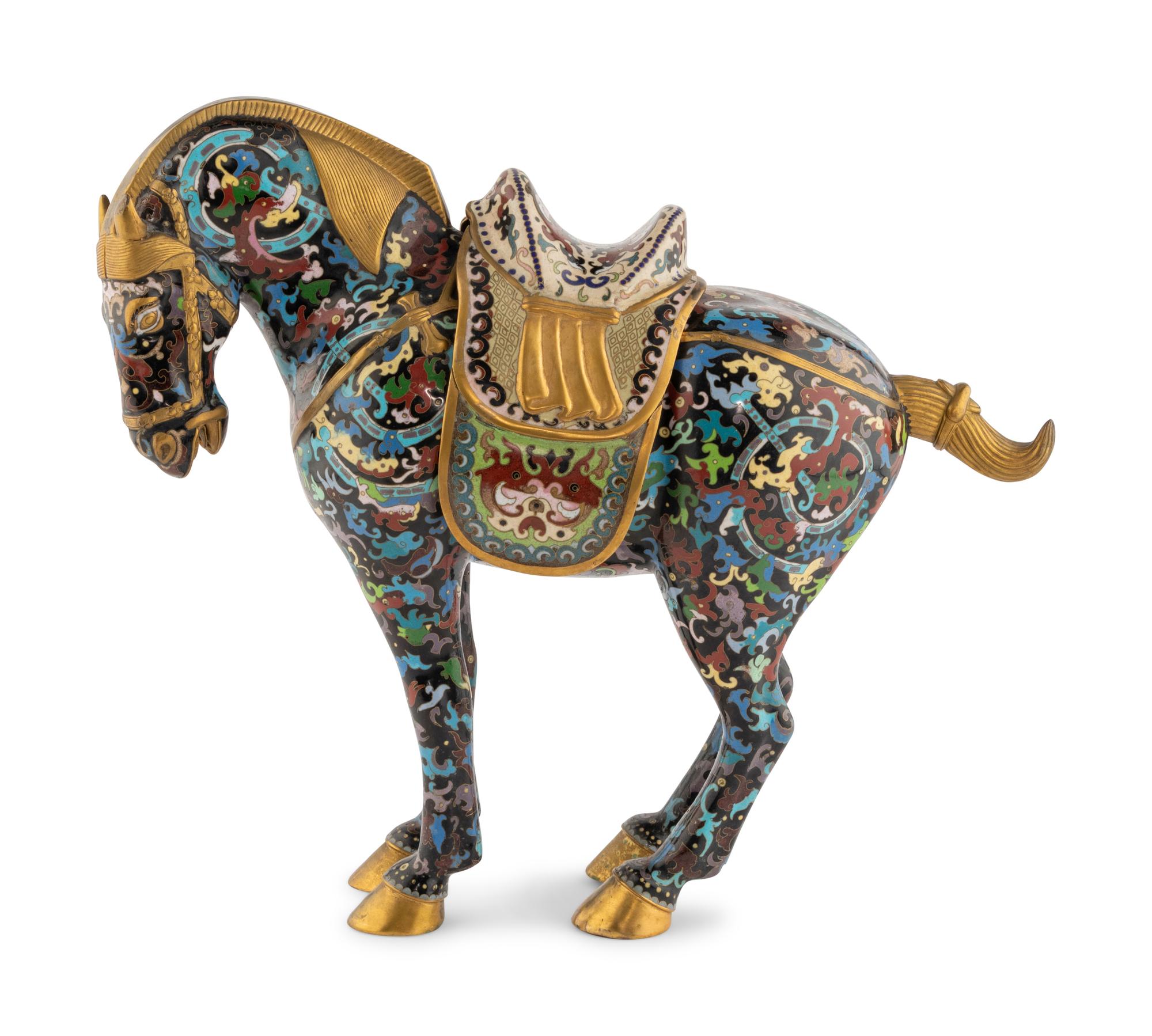 A Chinese Cloisonné Model of a Horse