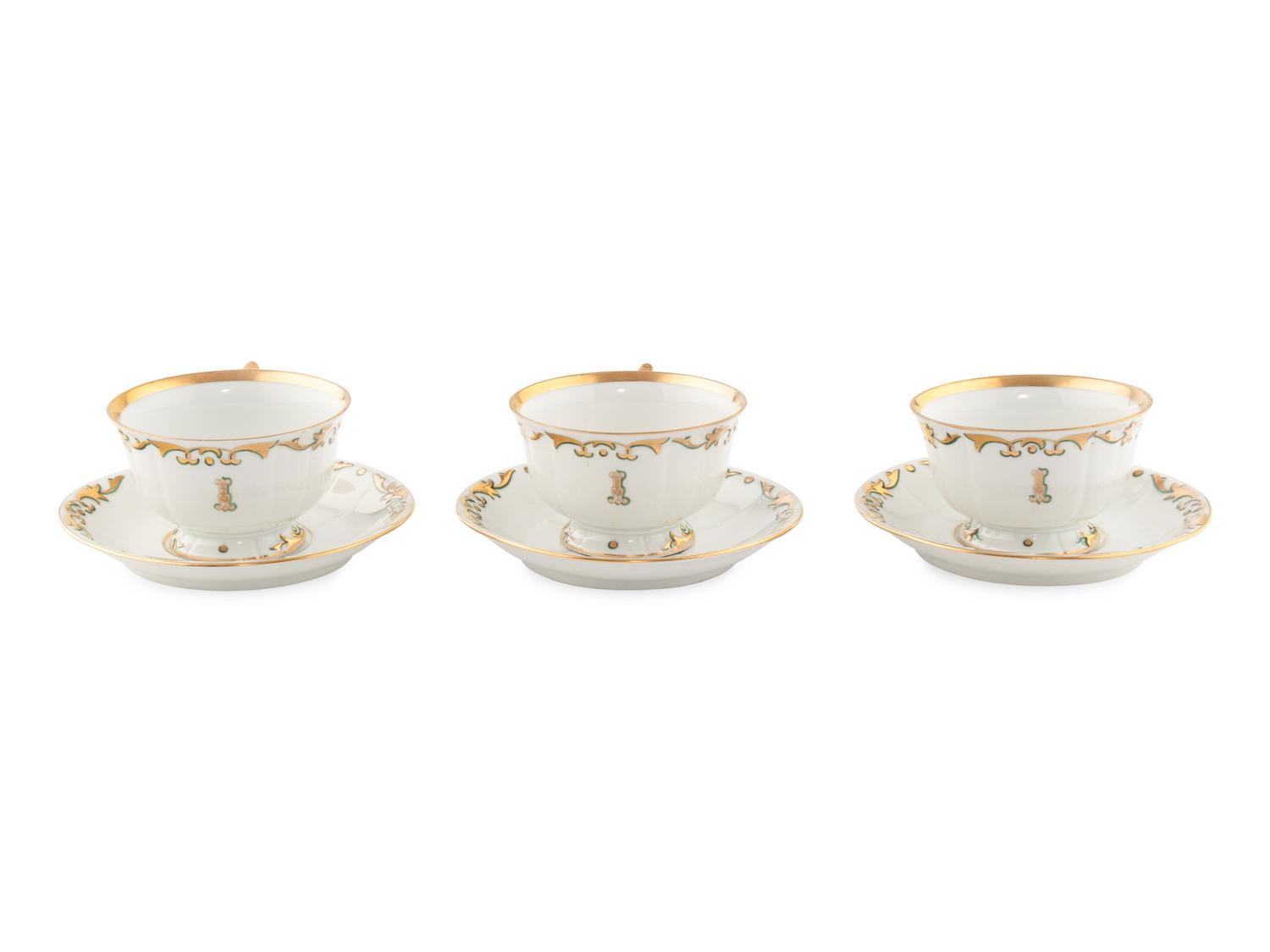Three Herend Imperial Teacups and Saucers