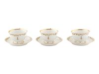 Three Herend Imperial Teacups and Saucers