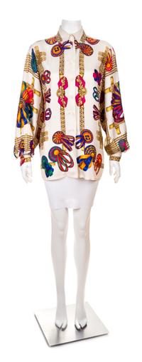 An Hermès Silk Blouse, Size 44.