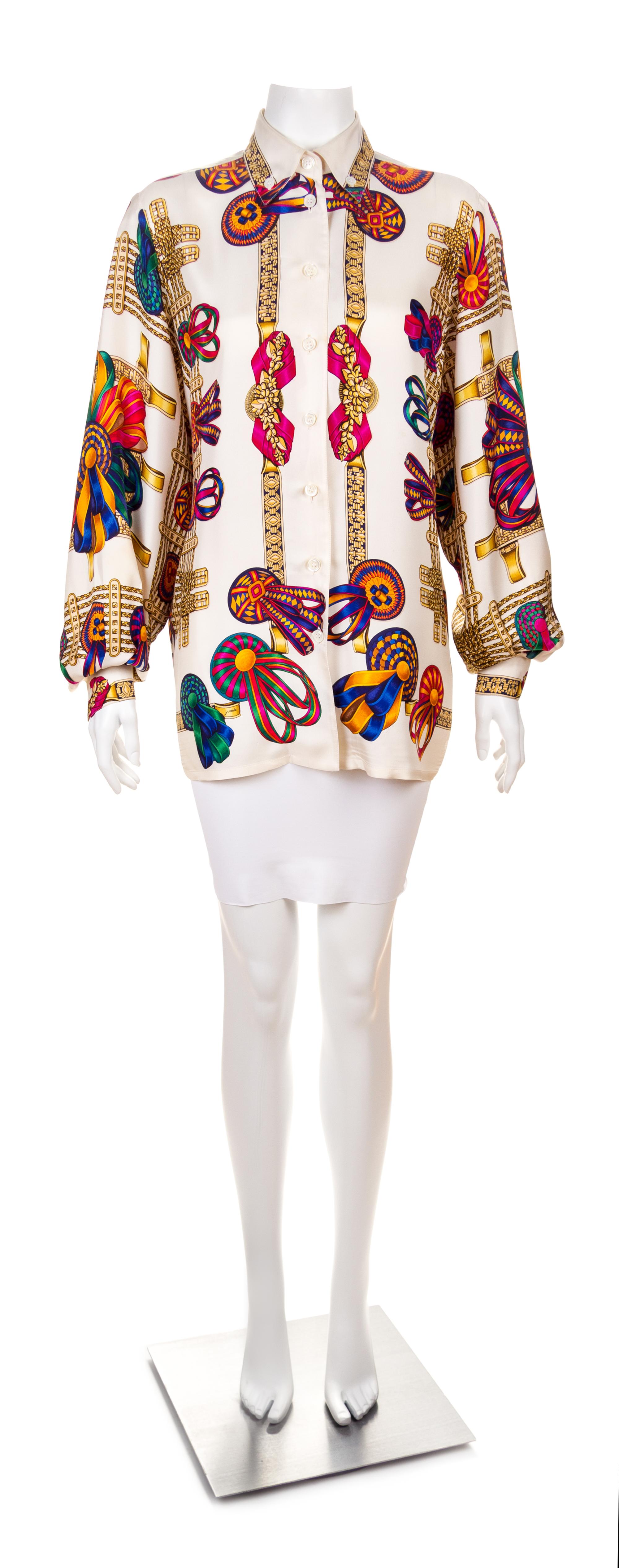 An Hermès Silk Blouse, Size 44.