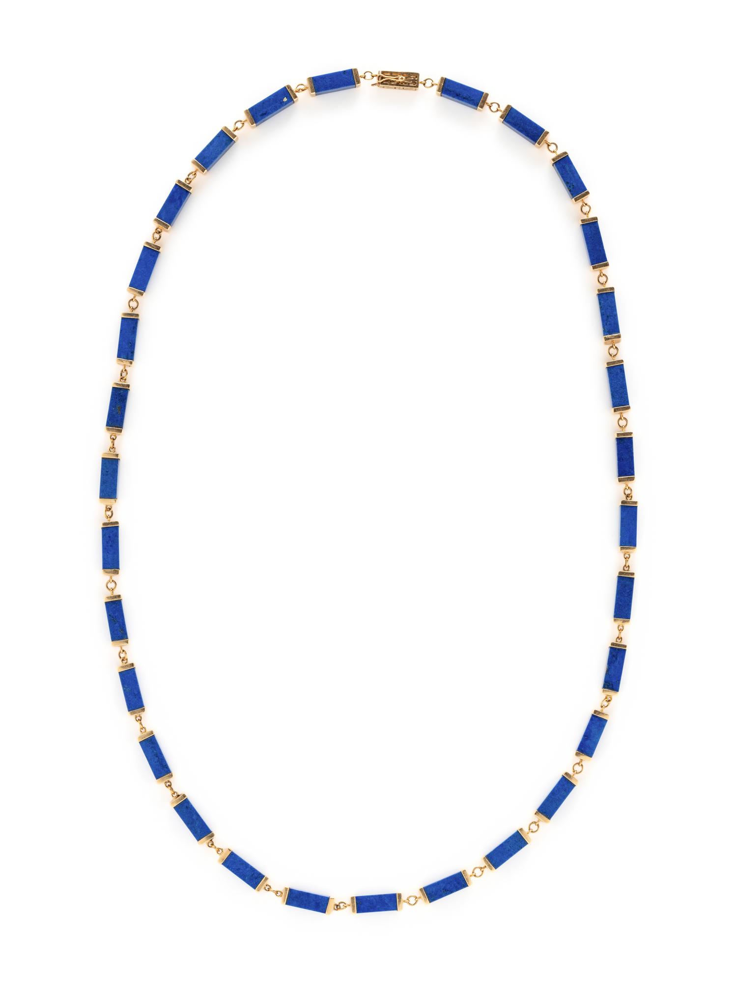 YELLOW GOLD AND LAPIS LAZULI NECKLACE AND BRACELET SET