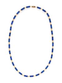 YELLOW GOLD AND LAPIS LAZULI NECKLACE AND BRACELET SET