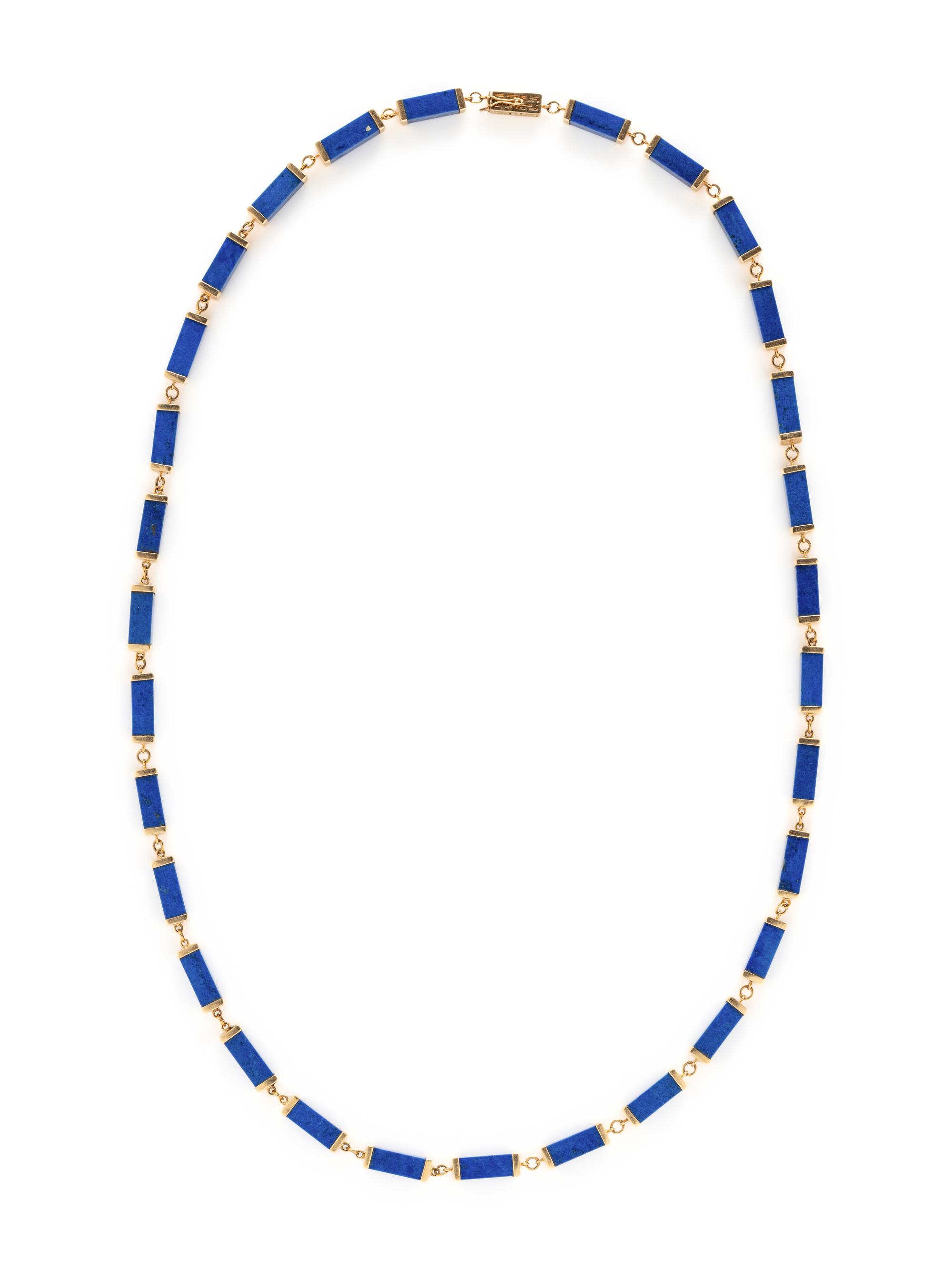 YELLOW GOLD AND LAPIS LAZULI NECKLACE AND BRACELET SET