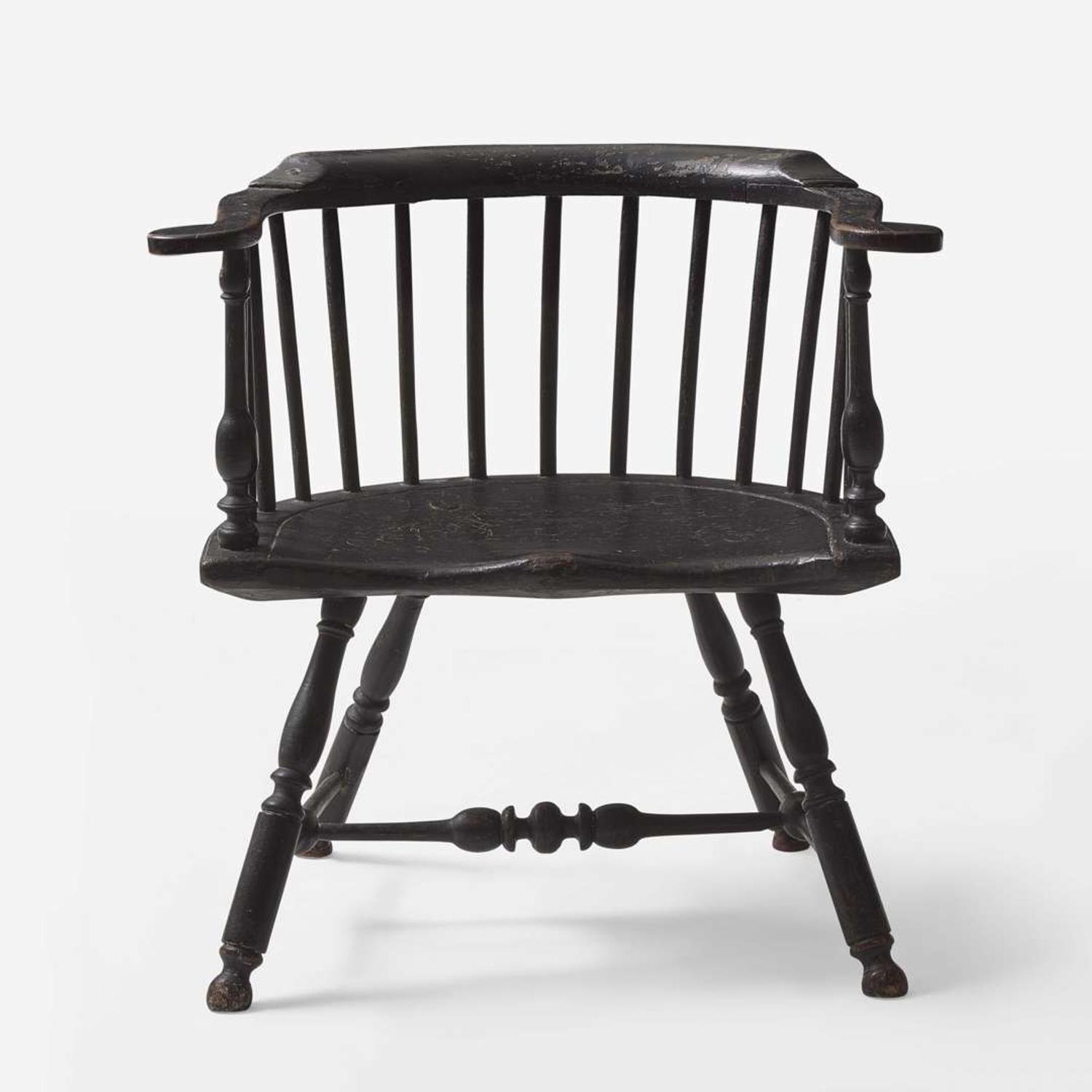 A black-painted low-back Windsor armchair Philadelphia, PA, late 18th century