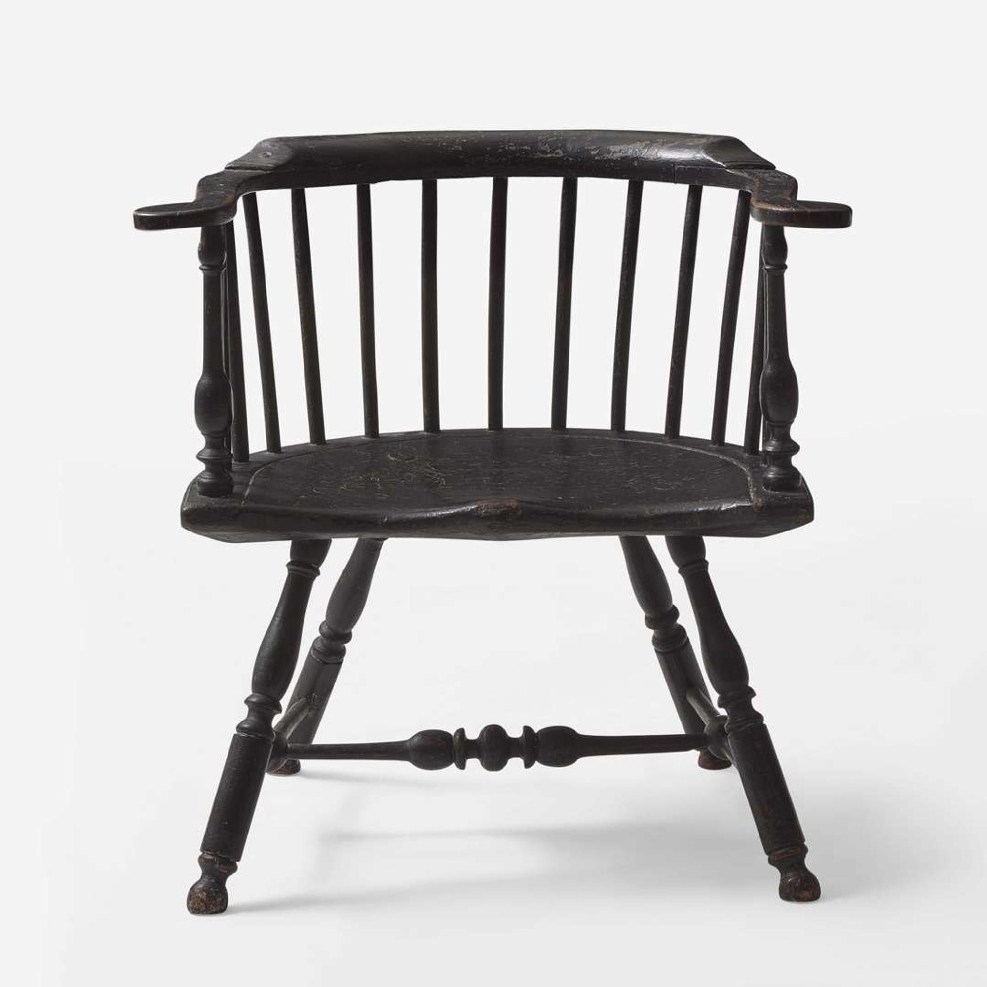 A black-painted low-back Windsor armchair Philadelphia, PA, late 18th century