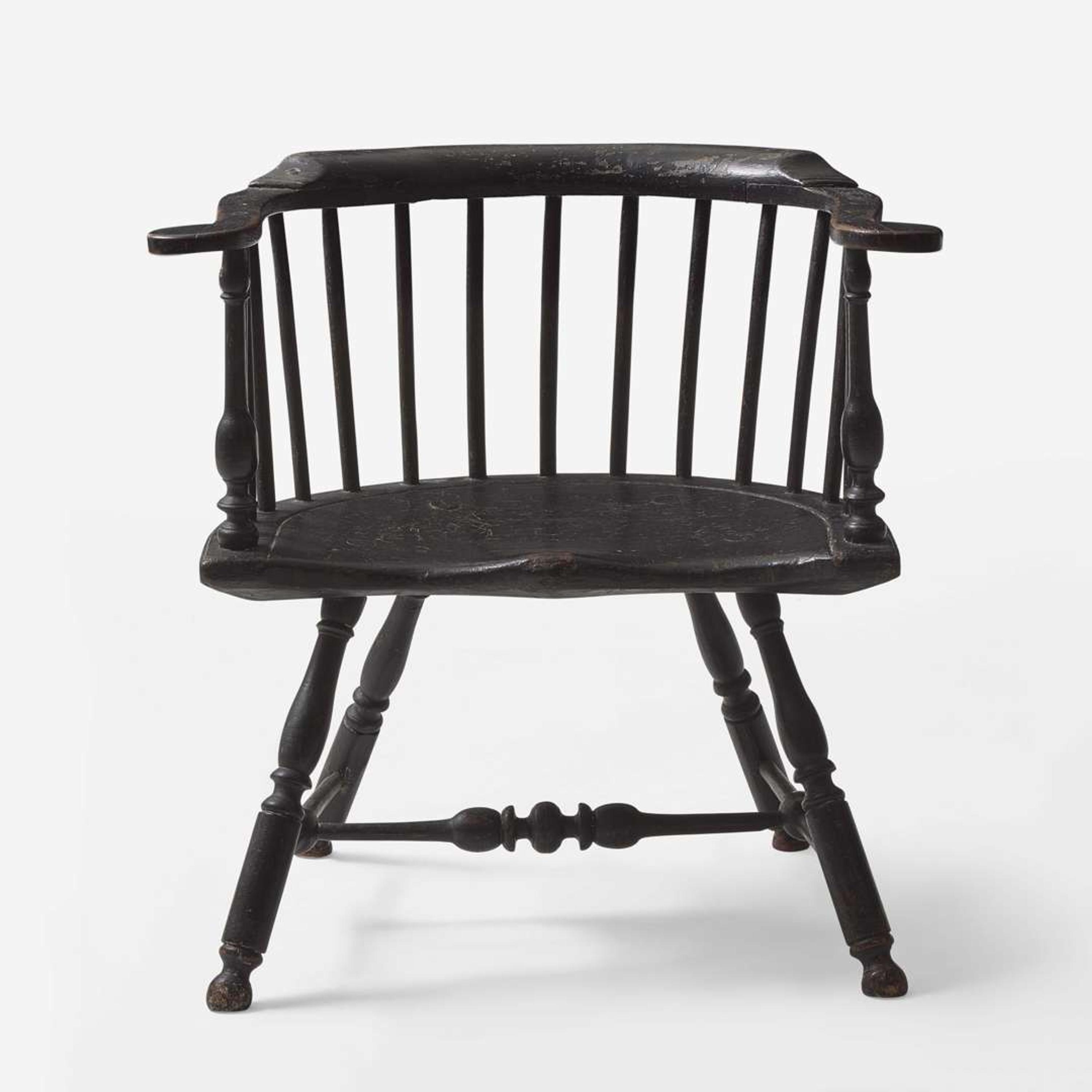 A black-painted low-back Windsor armchair Philadelphia, PA, late 18th century
