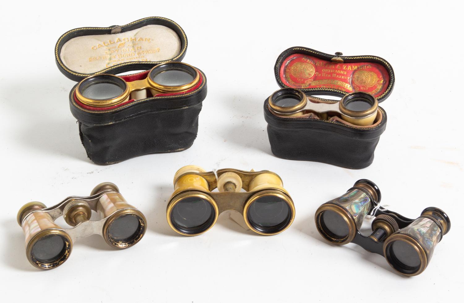 A Collection of Opera Glasses Width of widest 4 1/2 inches. — 19TH CENTURY AND LATER