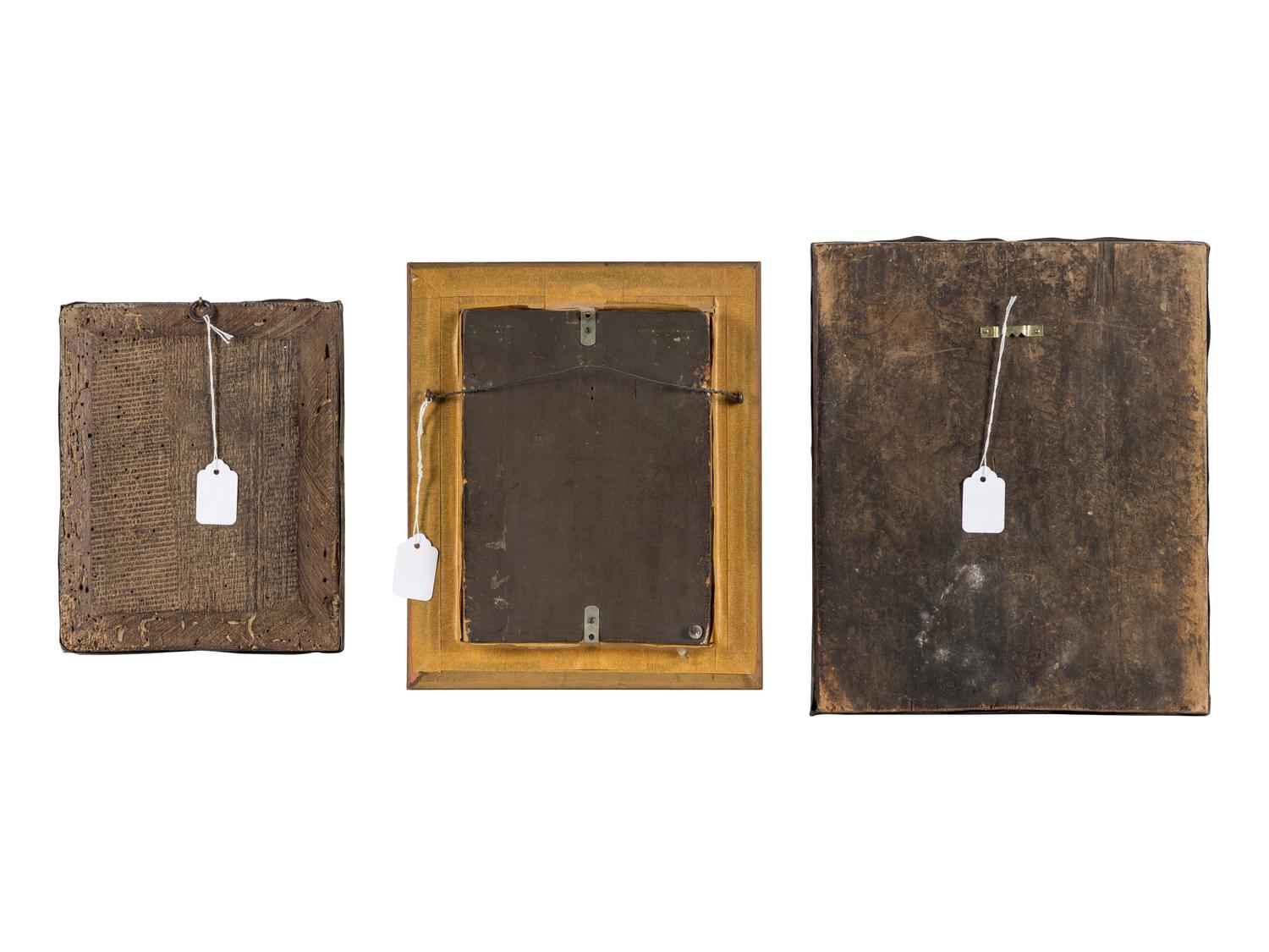 Two Russian Silver Oklad Icons and a Silvered Plaque