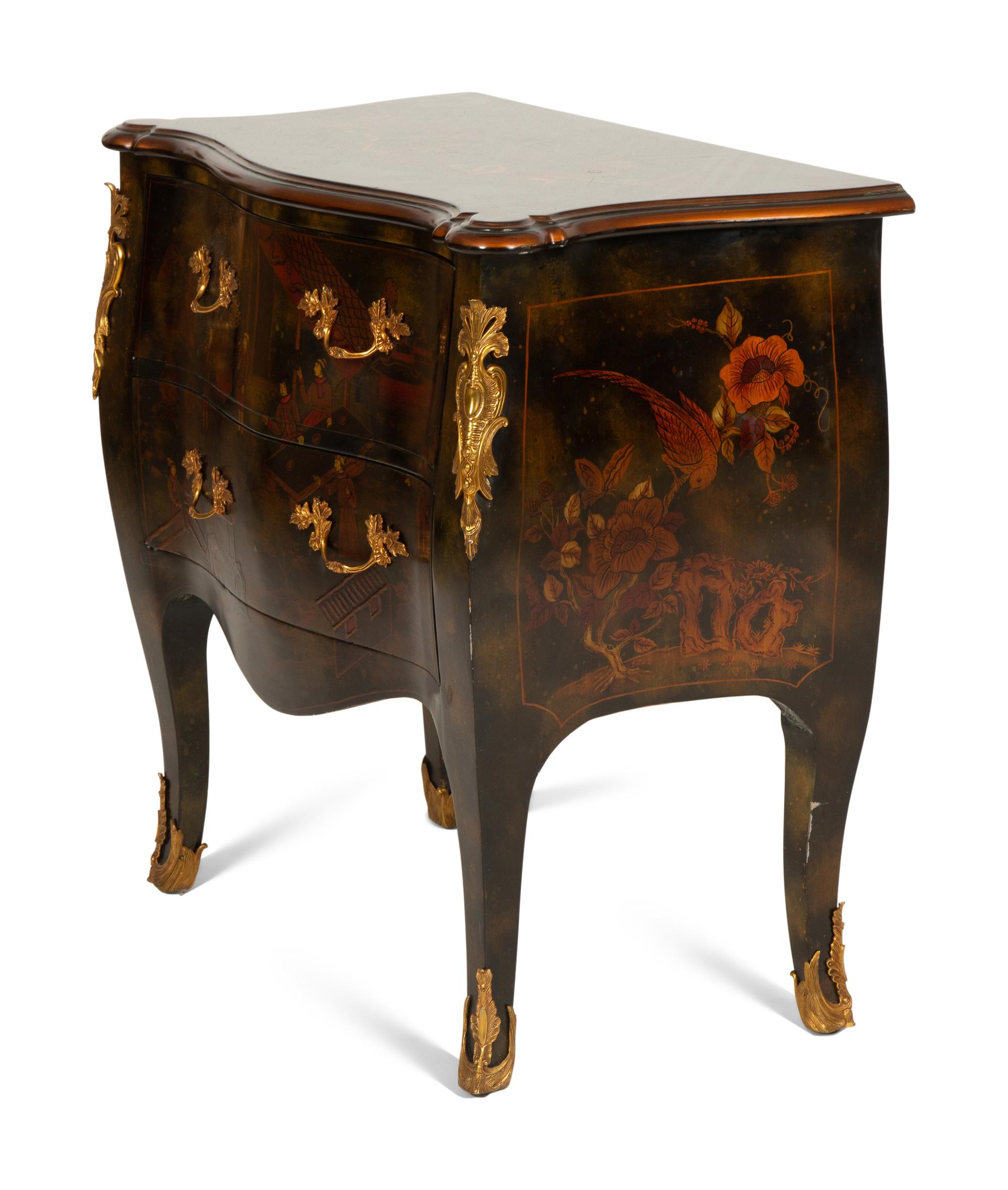 A Pair of Maitland-Smith Japanned Two-Drawer Commodes