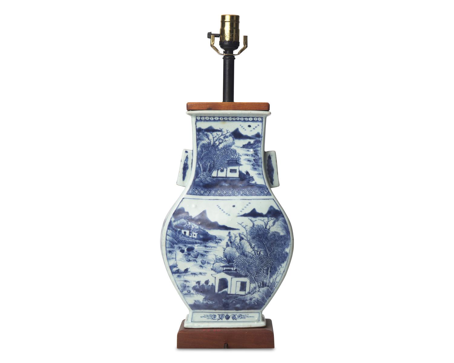 A Chinese Export Canton Porcelain Vase Mounted as a Lamp