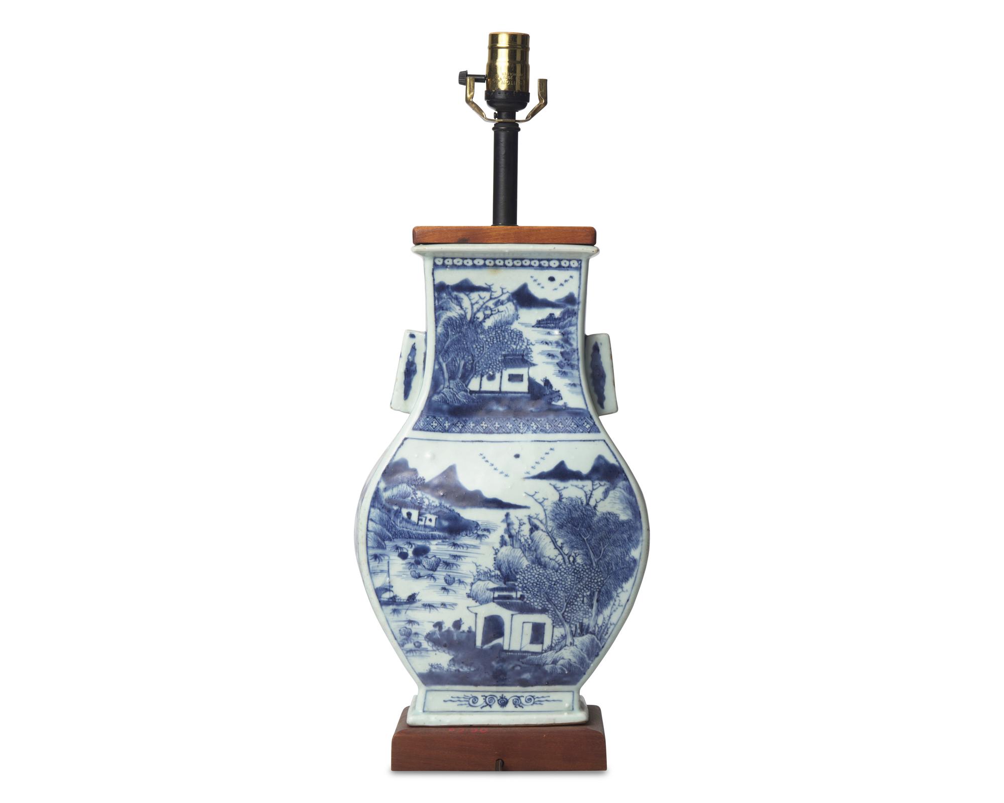 A Chinese Export Canton Porcelain Vase Mounted as a Lamp