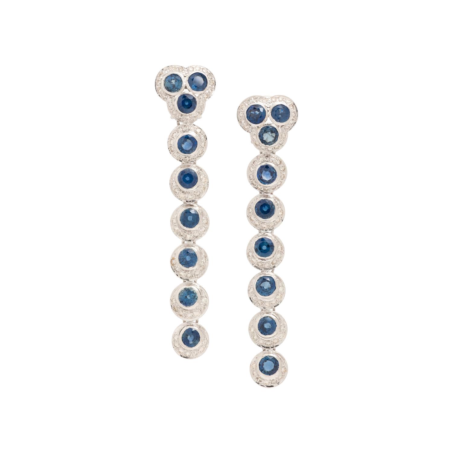 SAPPHIRE AND DIAMOND DROP EARRINGS