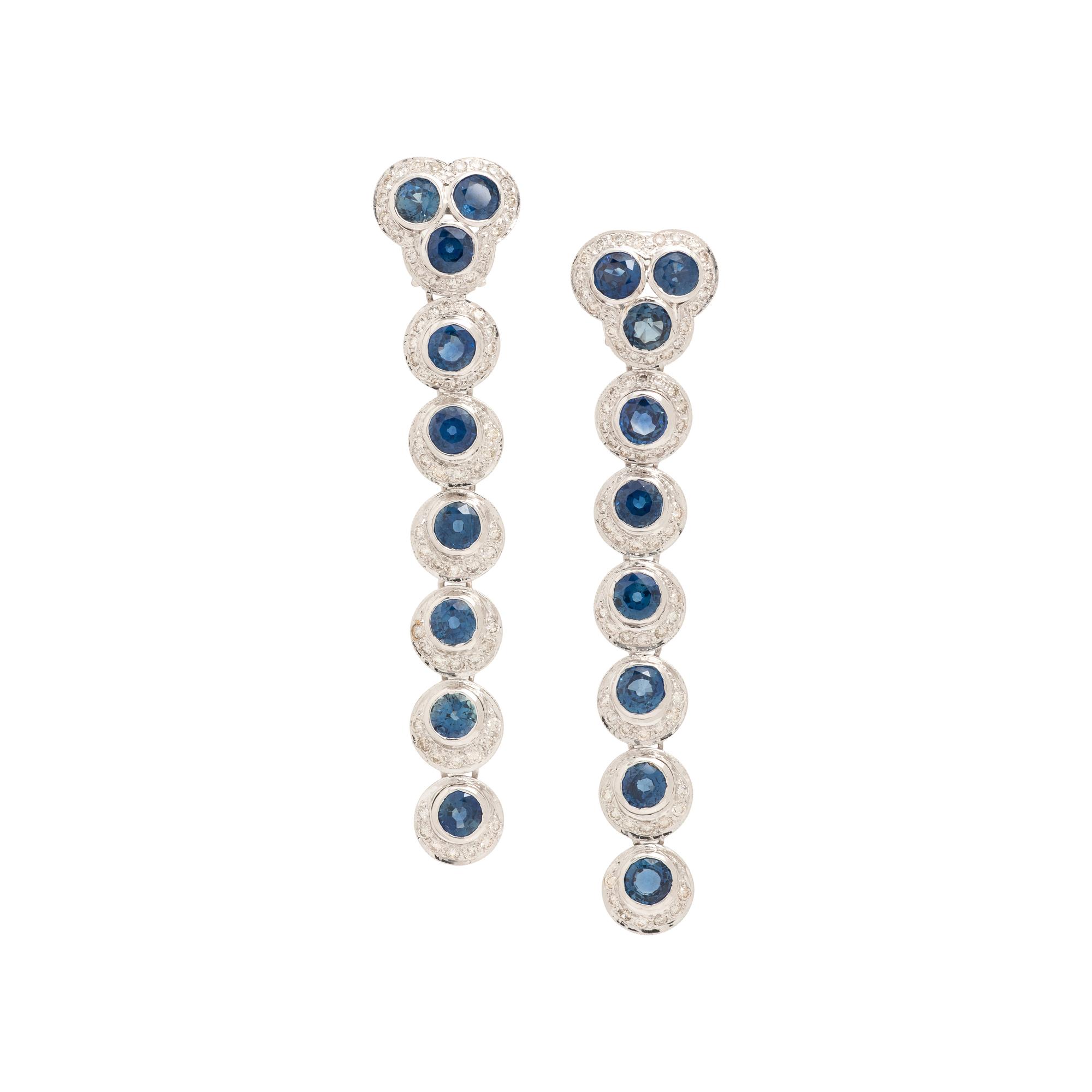 SAPPHIRE AND DIAMOND DROP EARRINGS