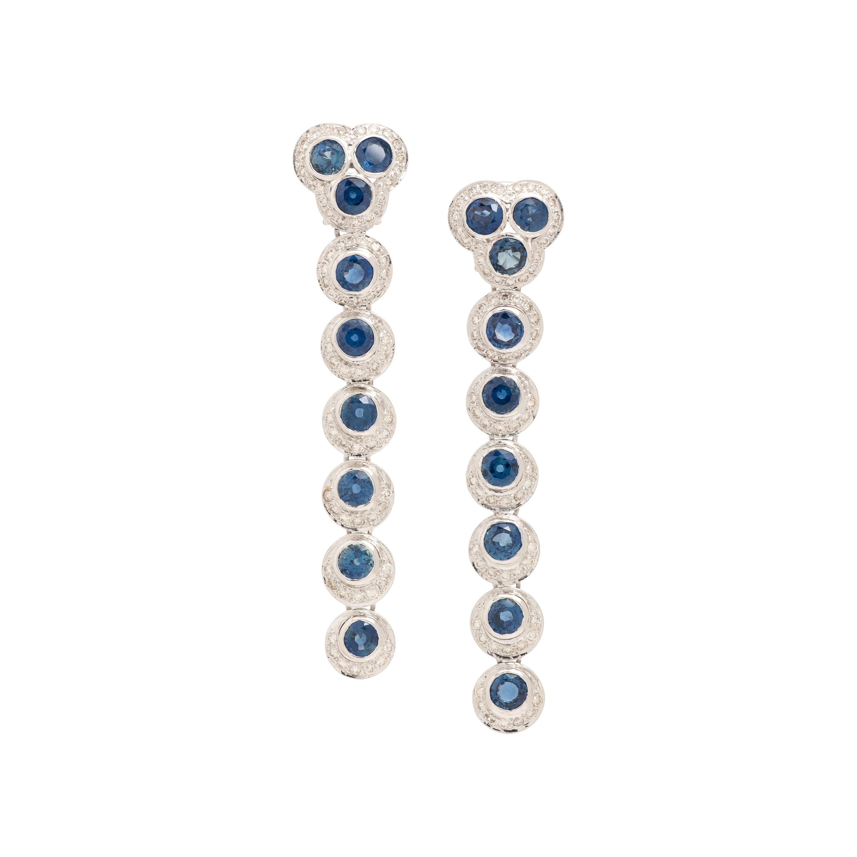 SAPPHIRE AND DIAMOND DROP EARRINGS