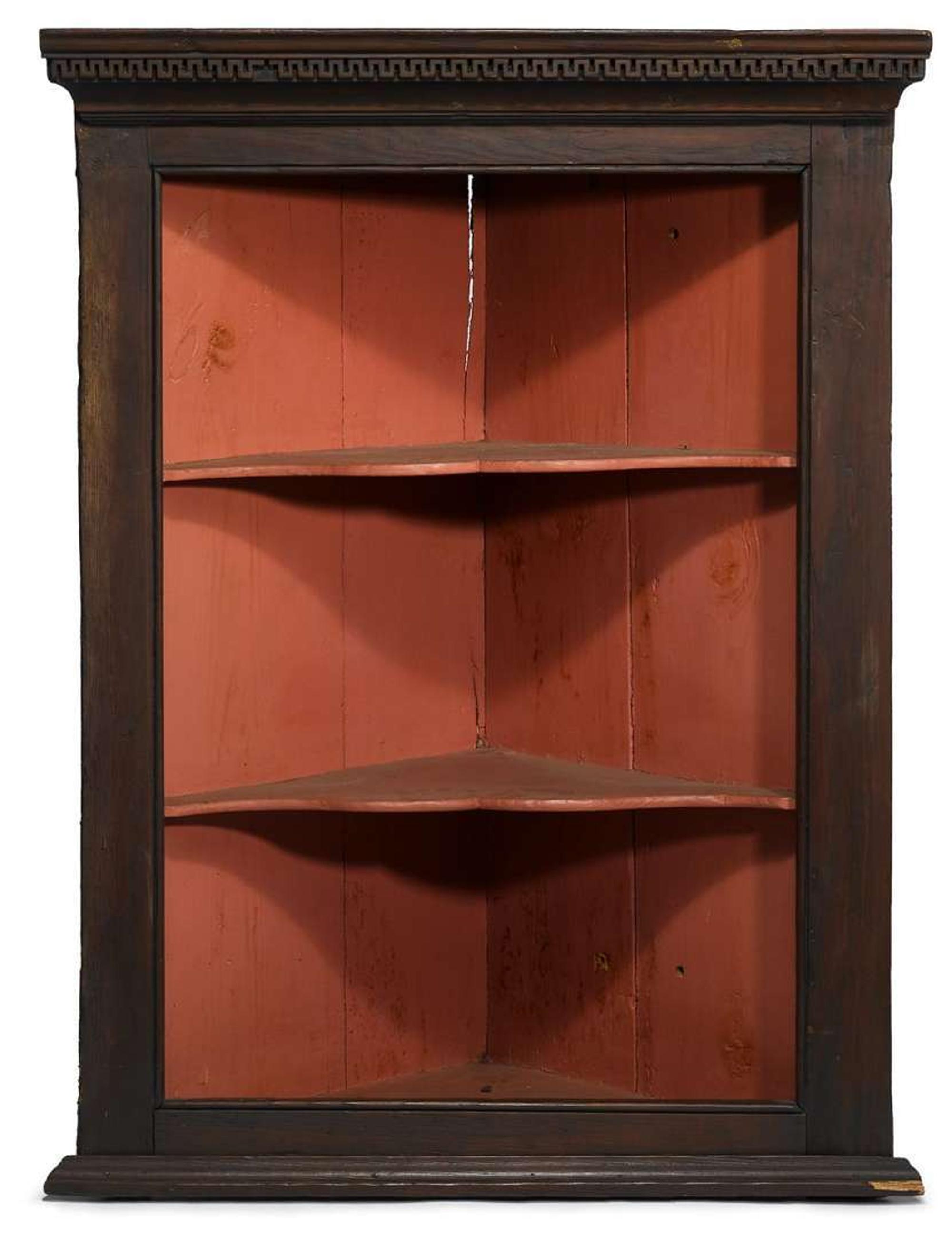 Federal painted hanging corner shelf circa 1800
