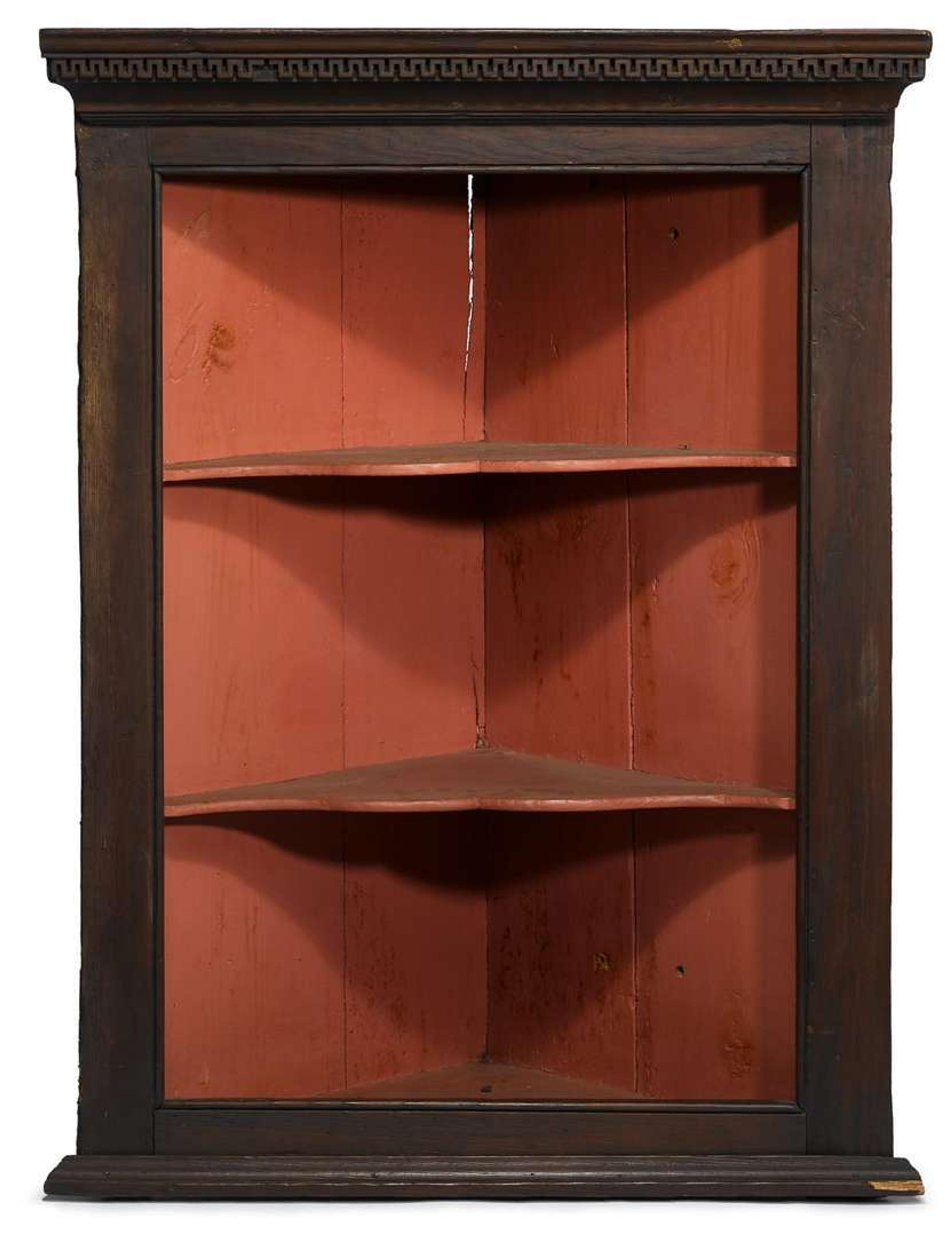 Federal painted hanging corner shelf circa 1800