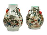 A Pair of Chinese Porcelain ‘Hundred Deer’ Vases