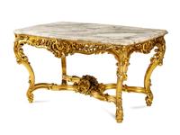 A Louis XV Style Giltwood Marble-Top Table
