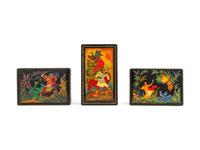 A Group of Three Russian Lacquered Boxes