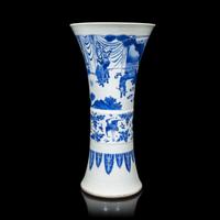 A Chinese Blue and White Porcelain 'Figure' Gu Vase, Transitional Period, 17th Century 明末清初 青花人物故事圖觚