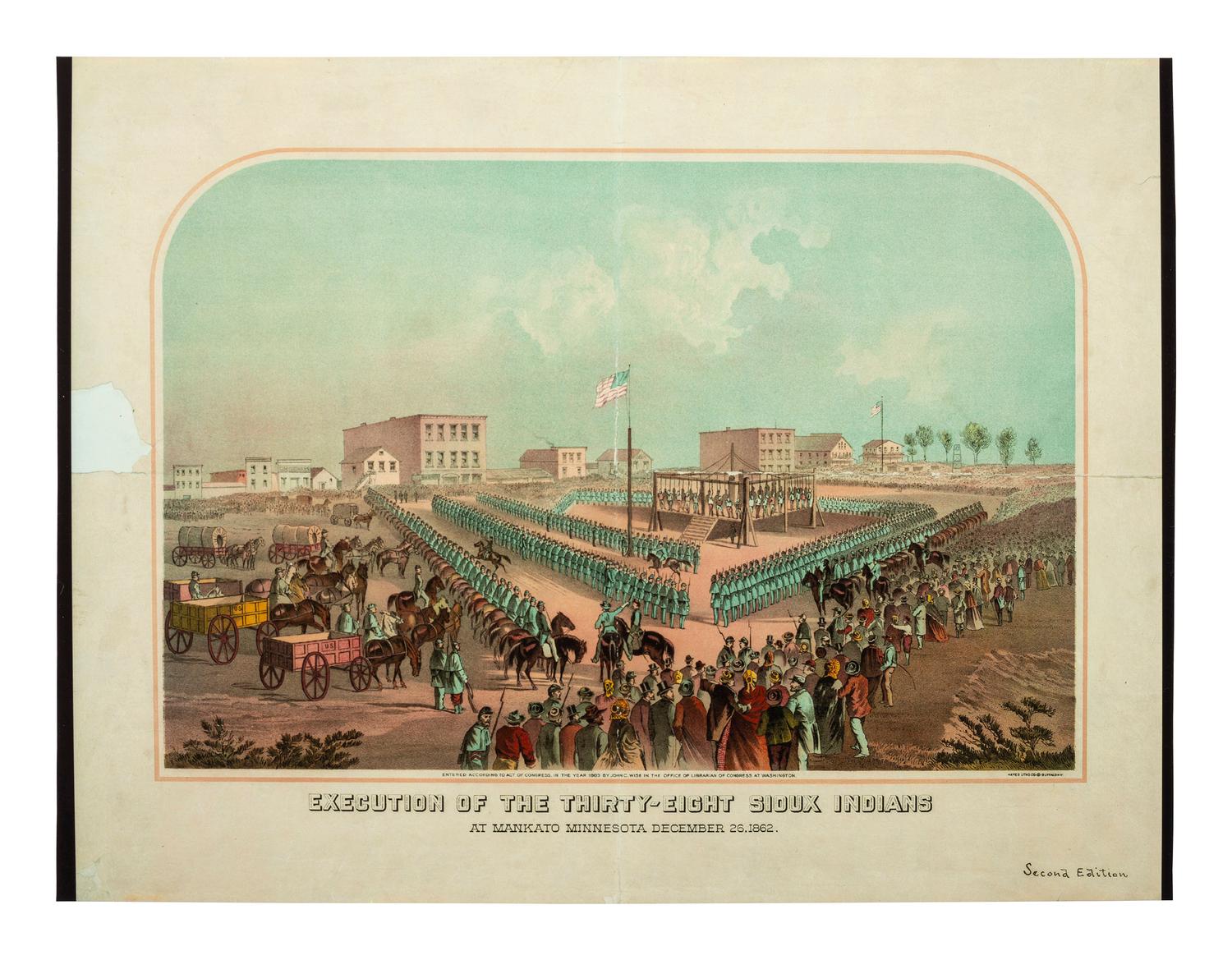 [SIOUX UPRISING AND EXECUTION]. LINCOLN, Abraham (1809-1865). Facsimile of Lincoln's autograph letter to General Henry H. Sibley with autograph letter signed from Henry Sibley.