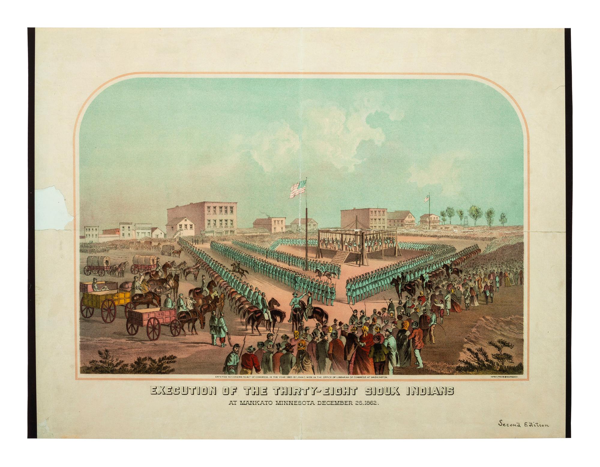 [SIOUX UPRISING AND EXECUTION]. LINCOLN, Abraham (1809-1865). Facsimile of Lincoln's autograph letter to General Henry H. Sibley with autograph letter signed from Henry Sibley.