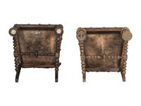 Six Mizner Carved Walnut and Embossed Leather Back Side Chairs