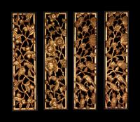 Four Chinese Gilt Wood Panels