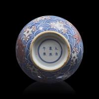 A Chinese Underglazed Blue and Red Porcelain Vase, Yuhuchunping 青花釉裡紅海水魚紋玉壺春瓶