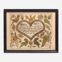 A Fraktur birth record for William Weiss Lancaster, PA, circa 1825