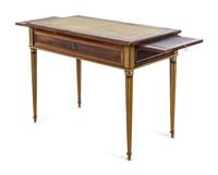 A Directoire Brass Mounted, Parcel Gilt and Inlaid Mahogany Table à Écrire