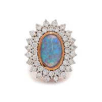 BLACK OPAL AND DIAMOND RING